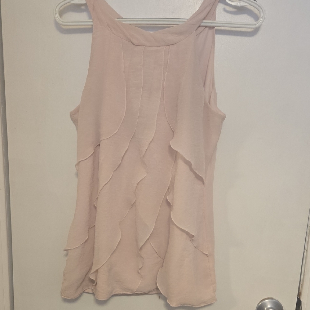 Maurices Light Pink Ruffle Tie Back Blouse